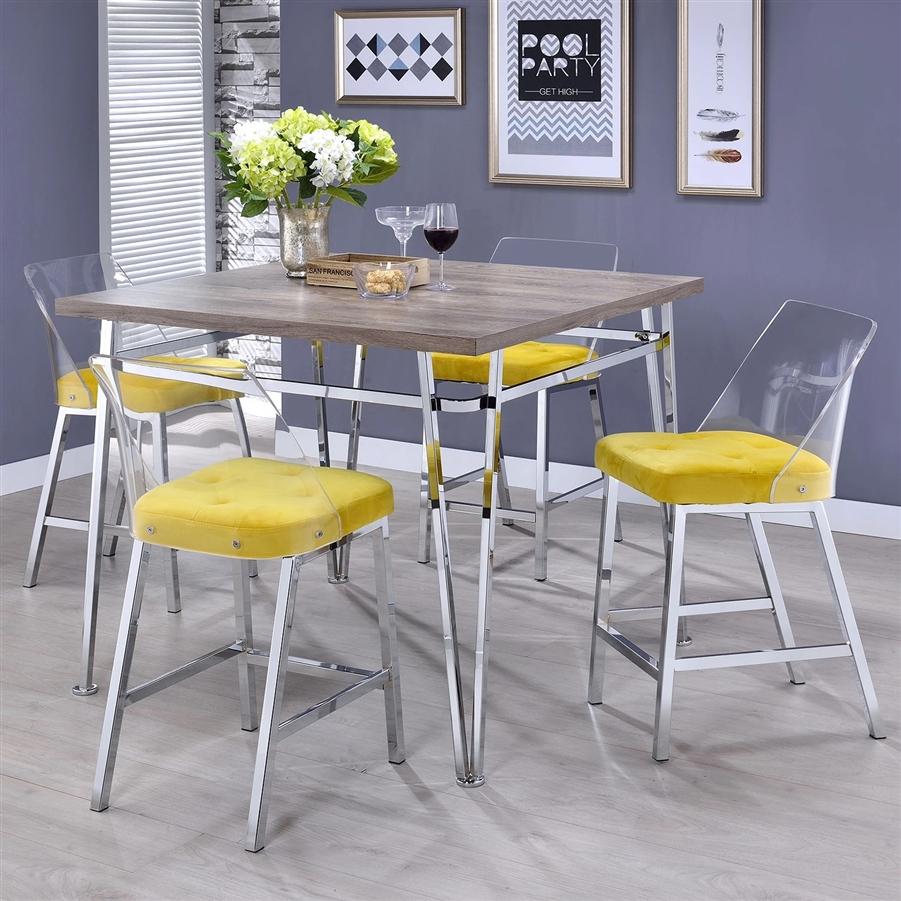 

    
Contemporary Light Oak & Chrome 3pcs Counter Height Set w/Yellow Chairs by Acme Nadie II 72170-3pcs

