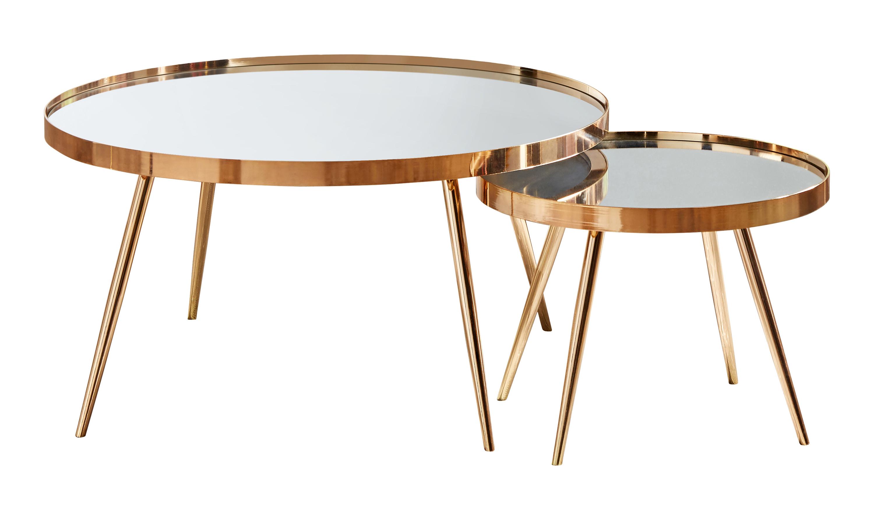

    
Contemporary Mirror & Gold Finish Metal Nesting Tables Set 2pcs Coaster 723918
