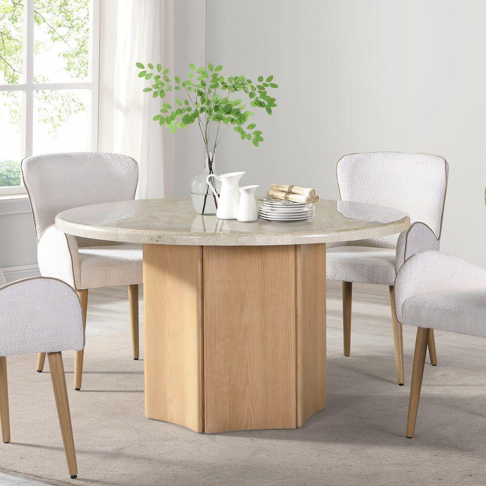 Contemporary Dining Table Qwin Round Dining Table DN02875 DN02875 in Oak, Marble 