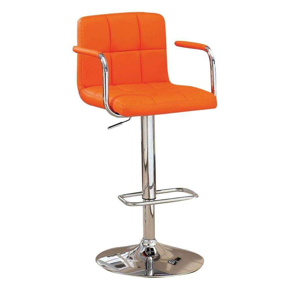Contemporary Bar Stool CM-BR6917OR Corfu CM-BR6917OR in Orange Leatherette