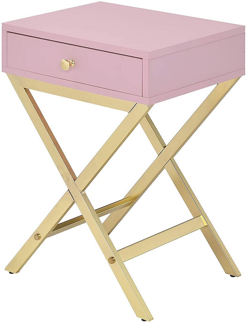 

    
Contemporary Pink & Gold End Table by Acme 82698 Coleen
