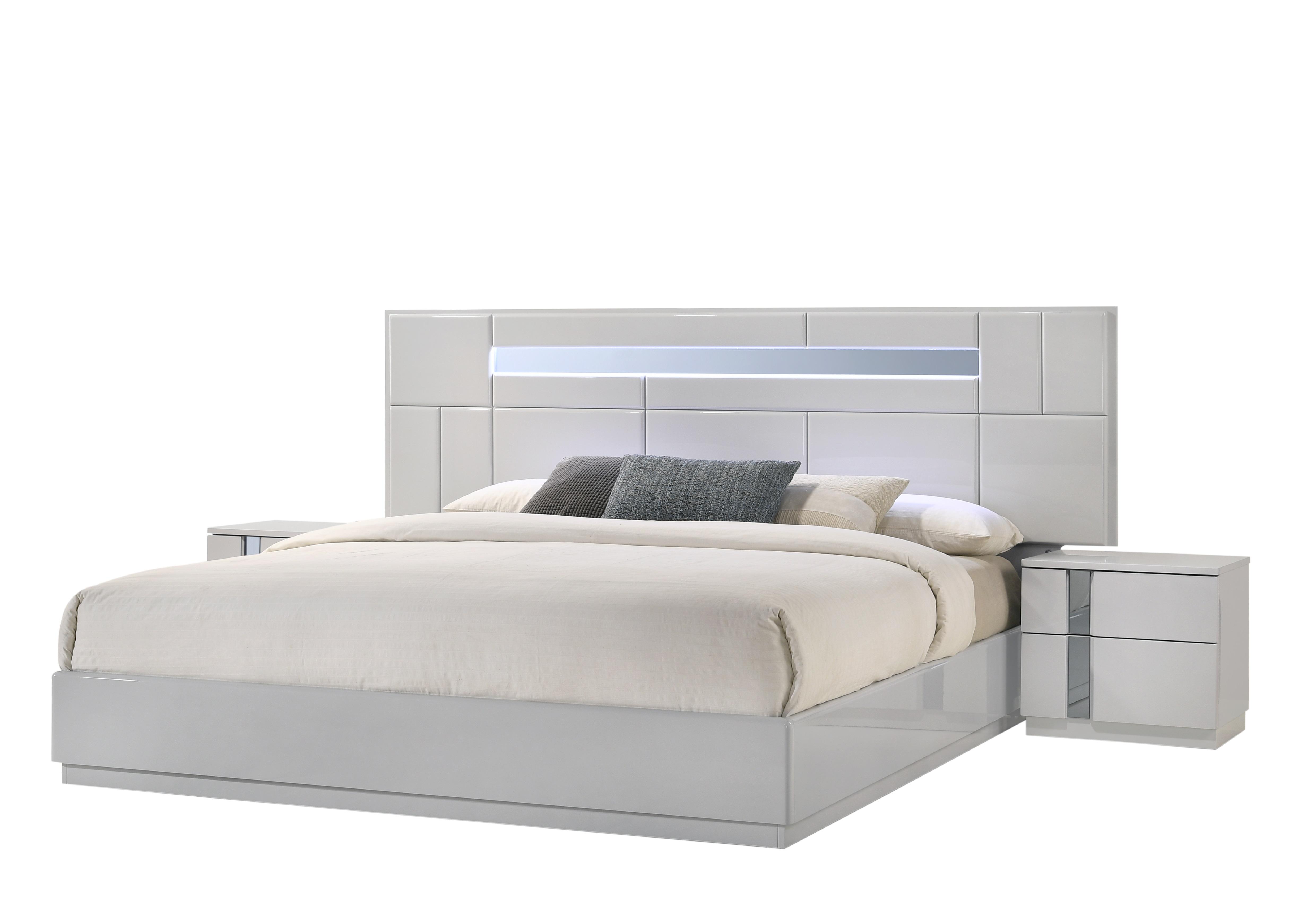 

    
Contemporary Queen Bedroom Set in Gray Lacquer and Chrome Set 3Pcs J&M Palermo
