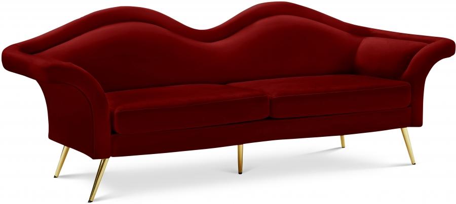 Contemporary Sofa Lips Sofa 607Red-S 607Red-S in Red Soft Velvet