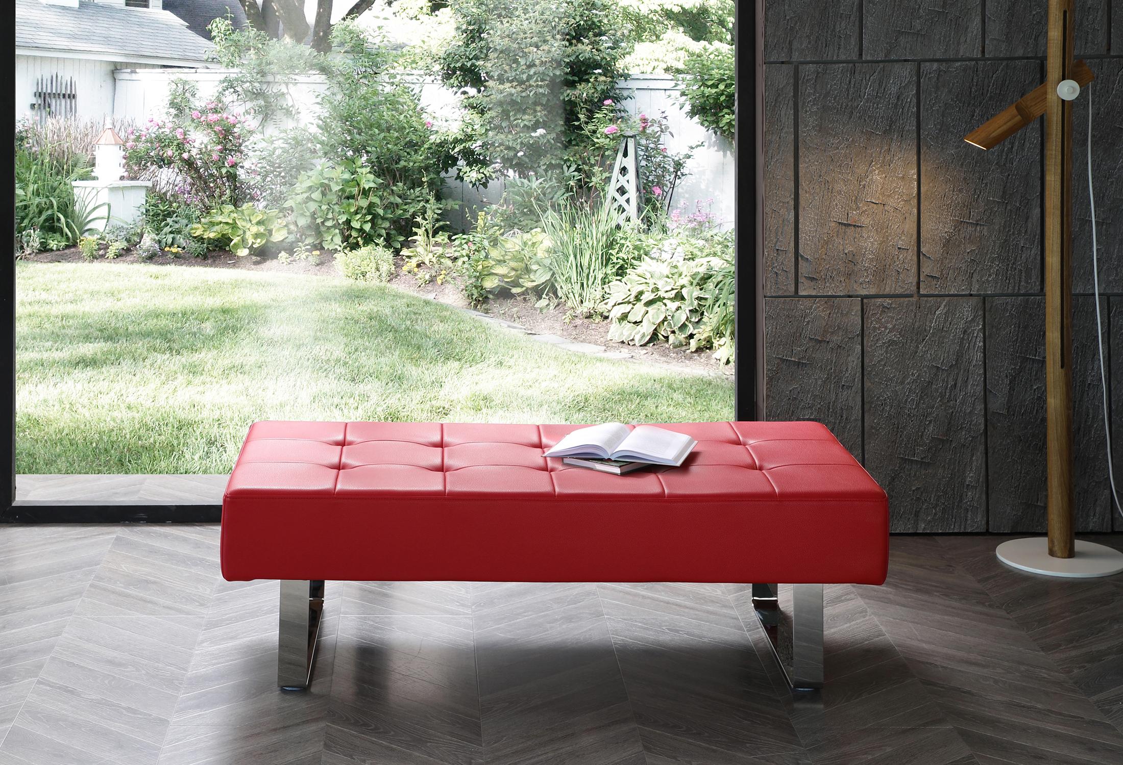 

                    
WhiteLine BN1085P-RED Miami Bench Red Faux Leather Purchase 
