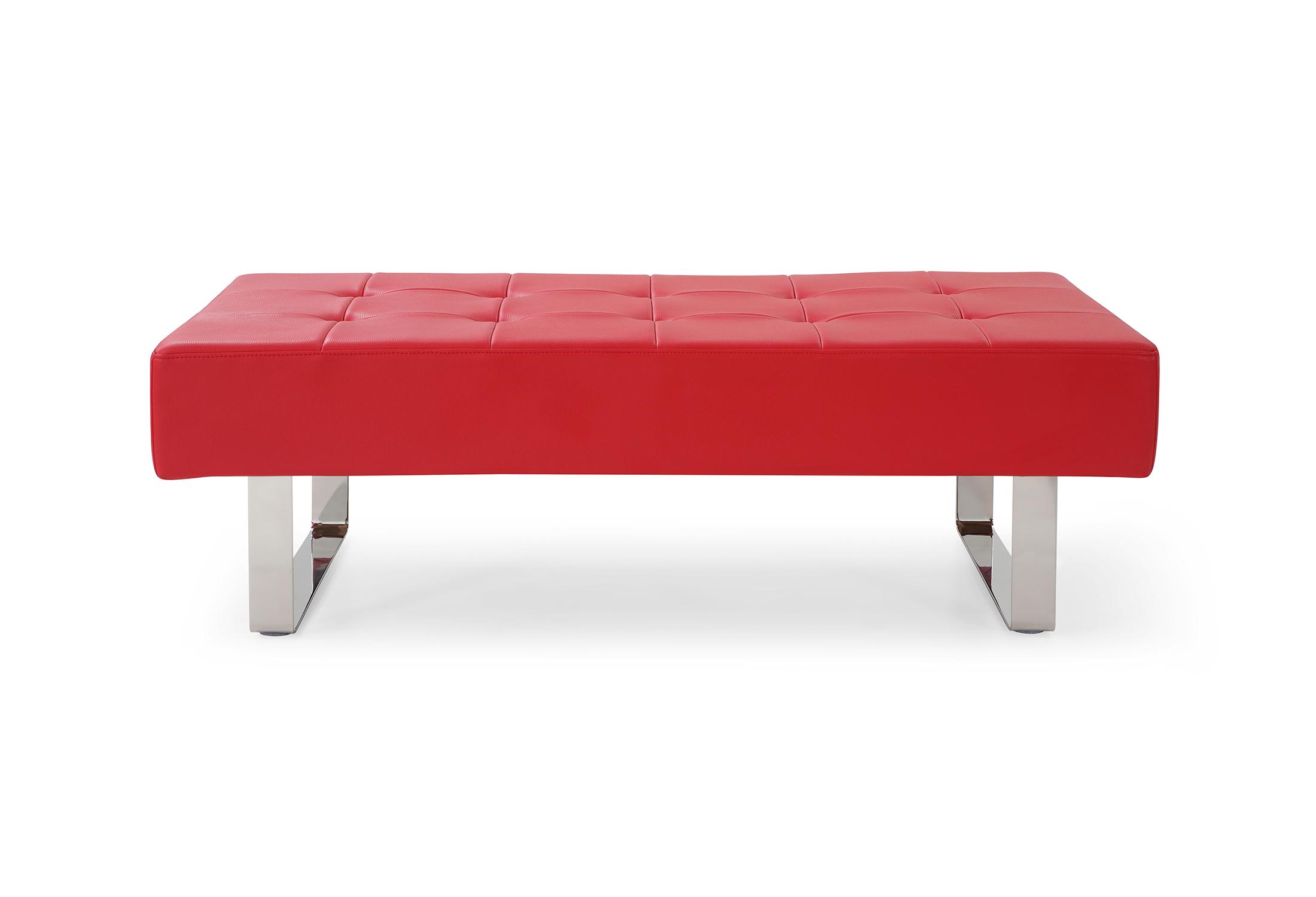 Contemporary Bench BN1085P-RED Miami BN1085P-RED in Red Faux Leather