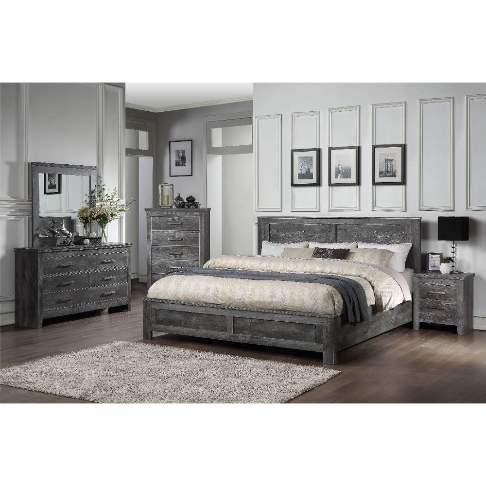 Contemporary, Rustic Bedroom Set Vidalia 27320Q-NS-3pcs in Dark Gray 