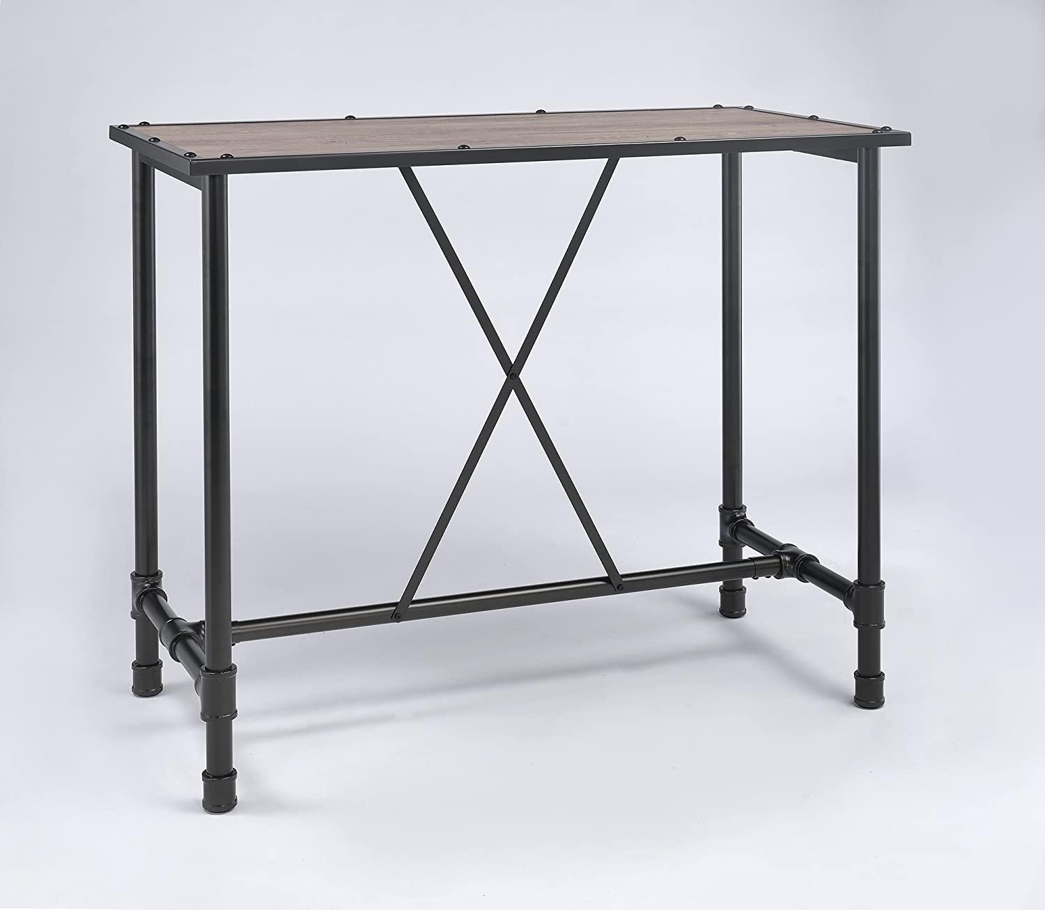 

    
Contemporary Rustic Oak & Black Bar Table by Acme Caitlin 72030
