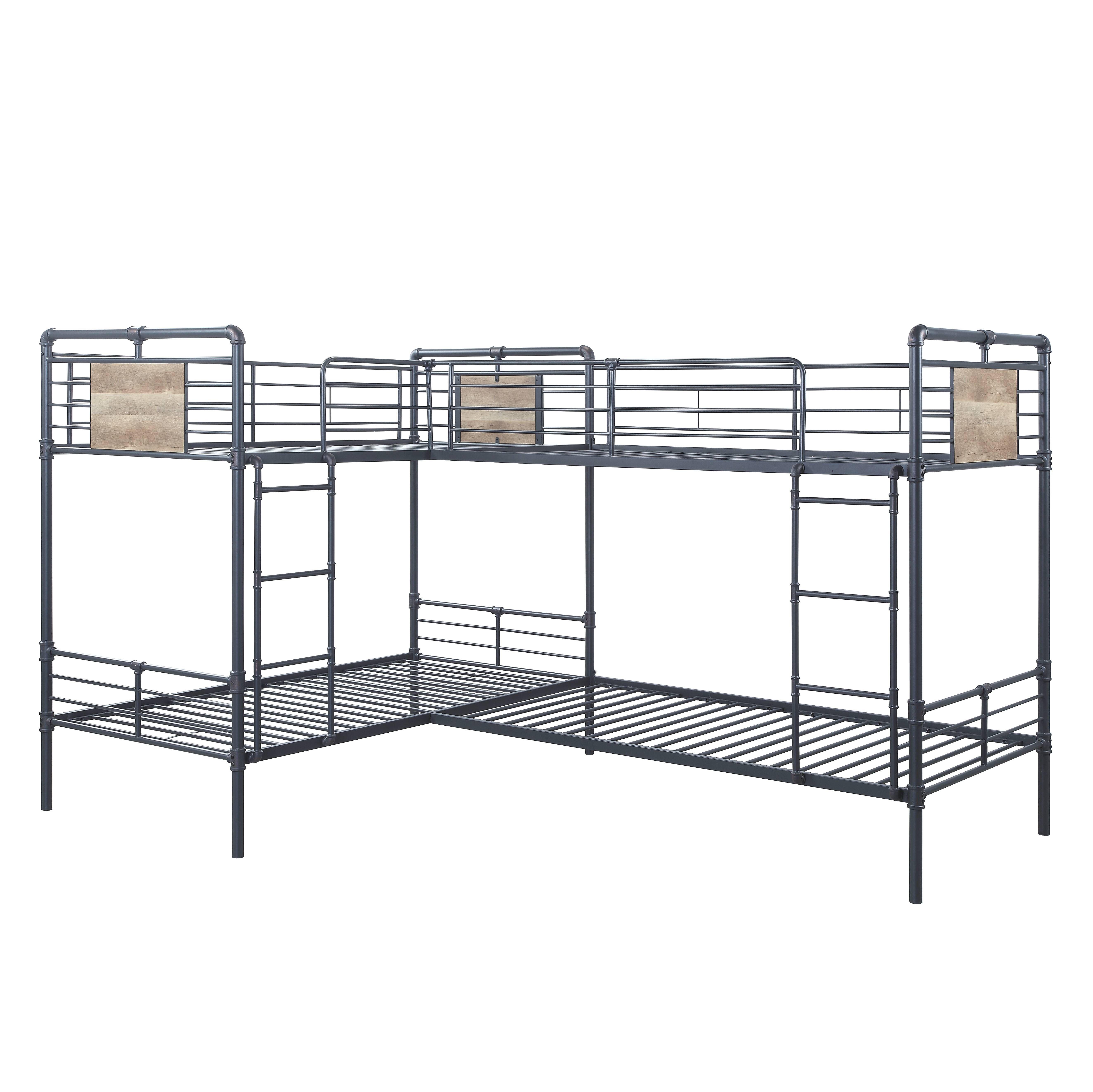 

    
Contemporary Sandy Black, Dark Bronze Hand-Brushed Twin/Twin Bunk Bed by Acme Cordelia BD00370
