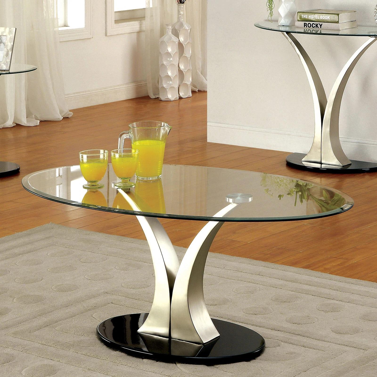 

    
Contemporary Satin Plated Tempered Glass Coffee Table Furniture of America CM4727C Valo
