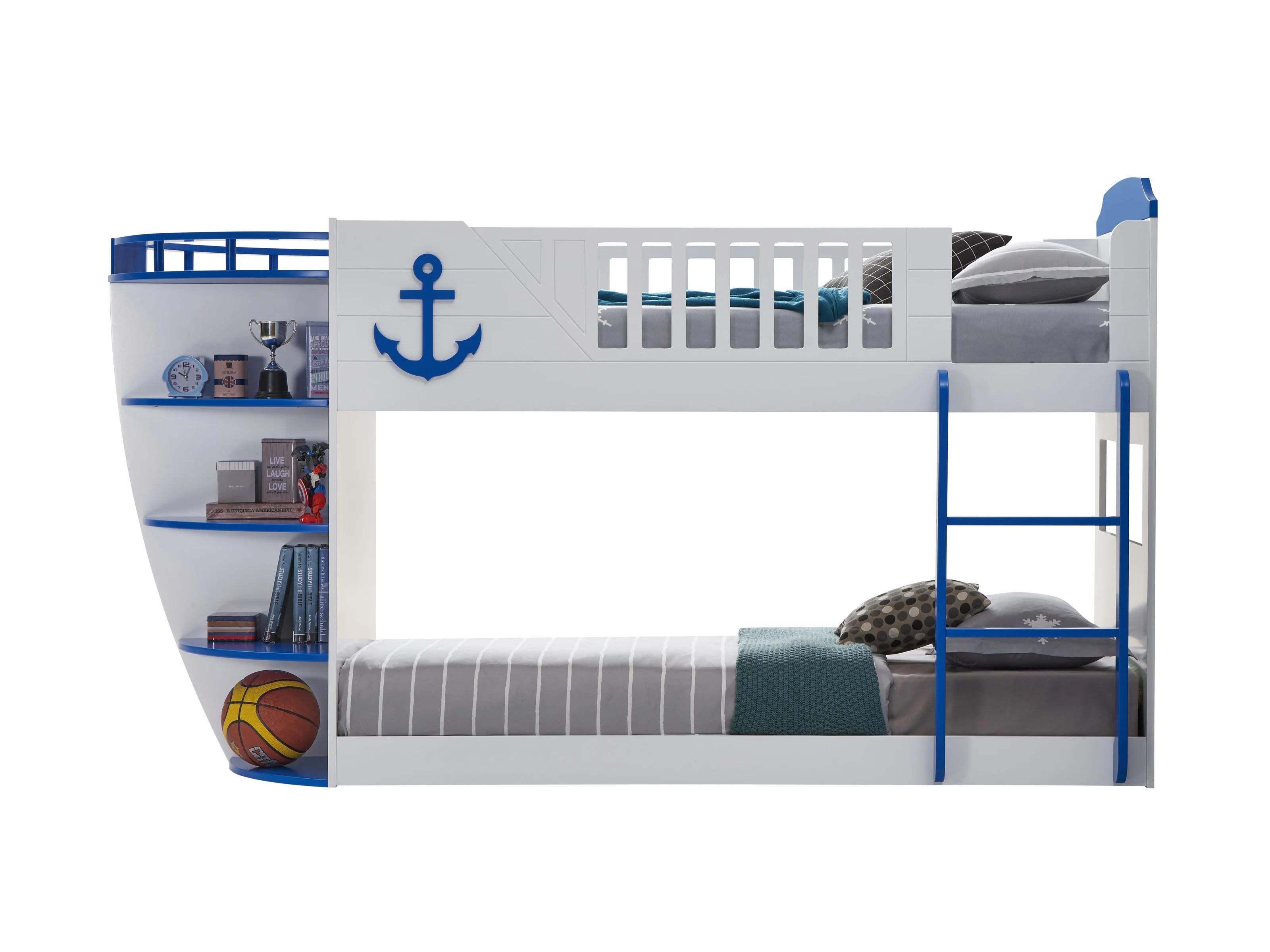 Contemporary Twin/Twin Bunk Bed Neptune BD00577 in Blue 