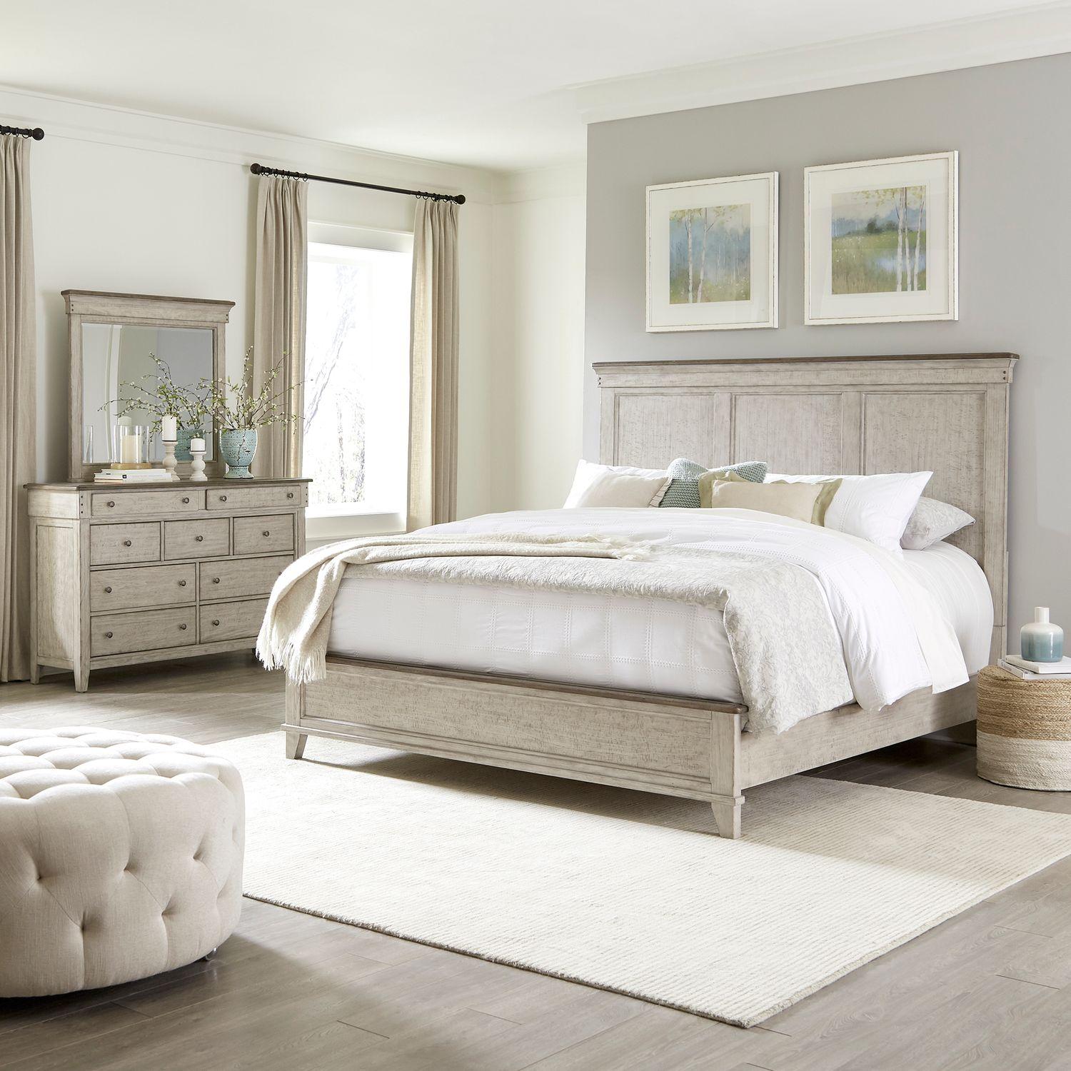 Contemporary, Cottage Panel Bedroom Set Ivy Hollow (457-BR) 457-BR-QPBDM in Taupe 