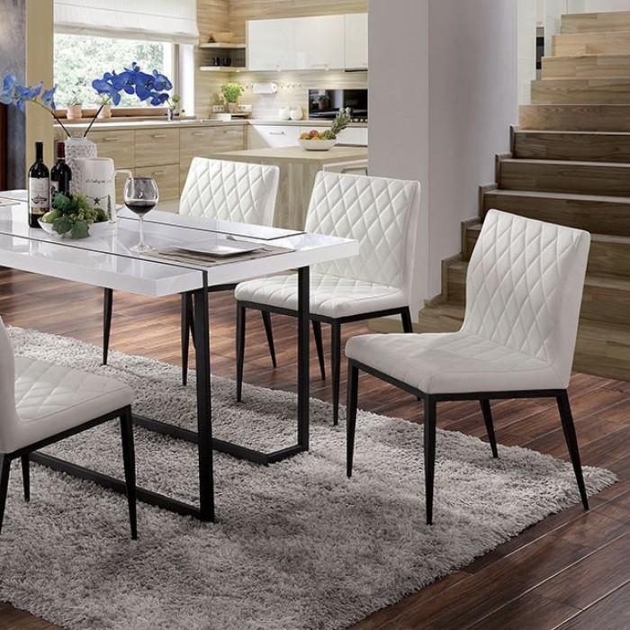 

    
Contemporary White & Black Lacquer Top Dining Table Furniture of America FOA3799T Alisha
