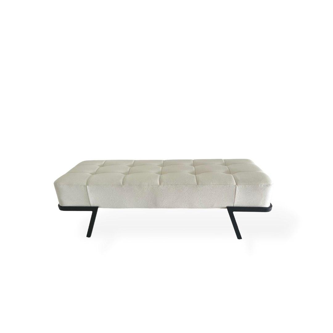 Contemporary Bench BN1714P-WHT Shadi BN1714P-WHT in White Faux Leather
