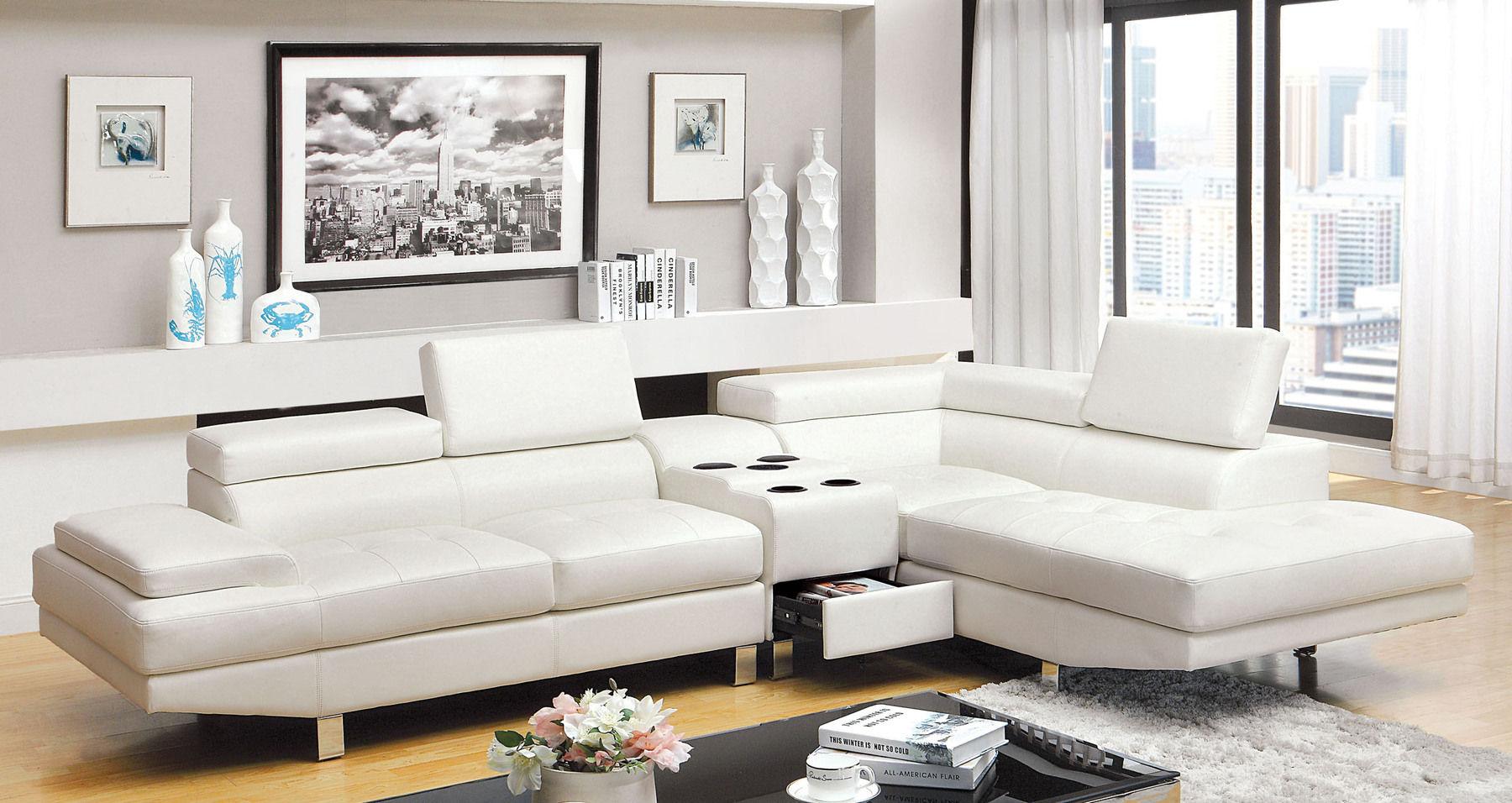 

    
Furniture of America KEMINA CM6833WH Sectional Sofa White CM6833WH
