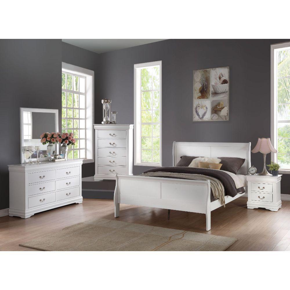 

    
Acme Furniture Louis Philippe Full bed White 23840F
