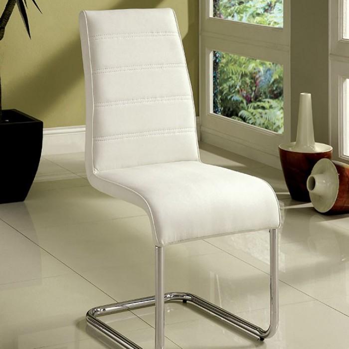 

    
Contemporary White Metal Side Chairs Set 2pcs Furniture of America CM8371WH-SC-2PK Mauna
