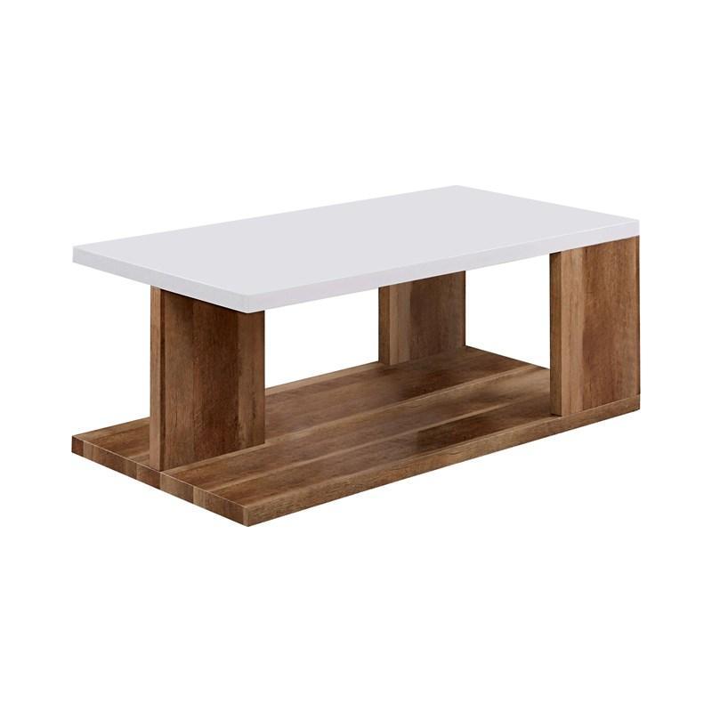 

    
Contemporary White & Natural Tone Solid Wood Coffee Table Furniture of America FOA4496C Majken
