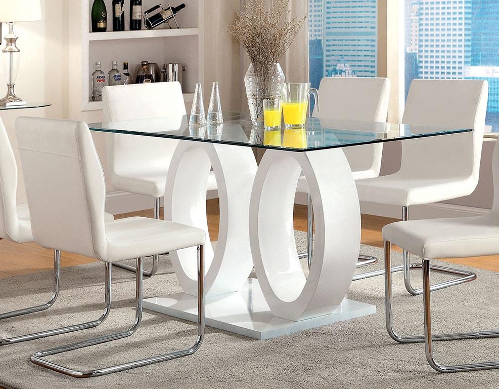 Contemporary Dining Table CM3825WH-T Lodia CM3825WH-T in White 