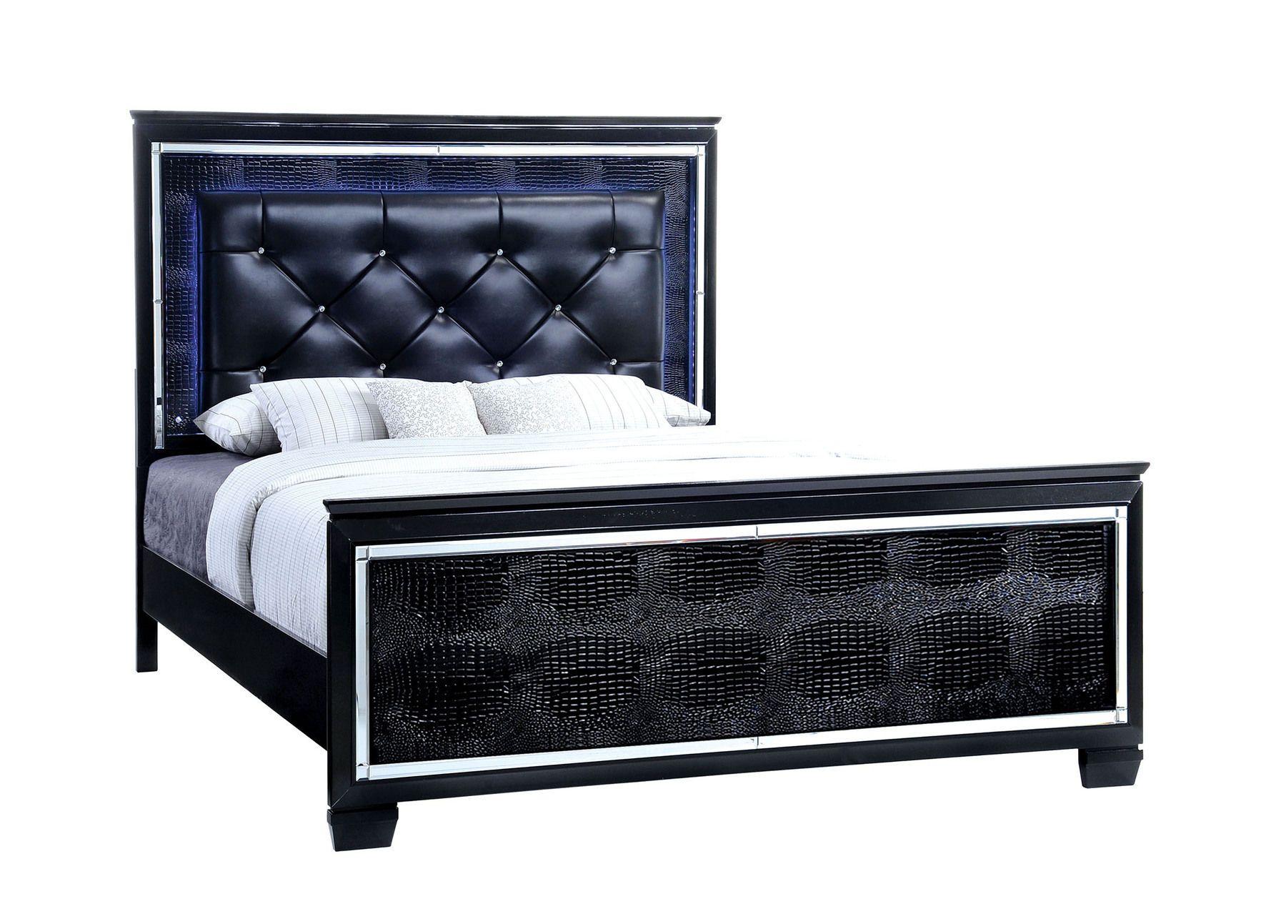 

    
Black Crocodile Texture King Bed BELLANOVA CM7979BK-EK Furniture of America
