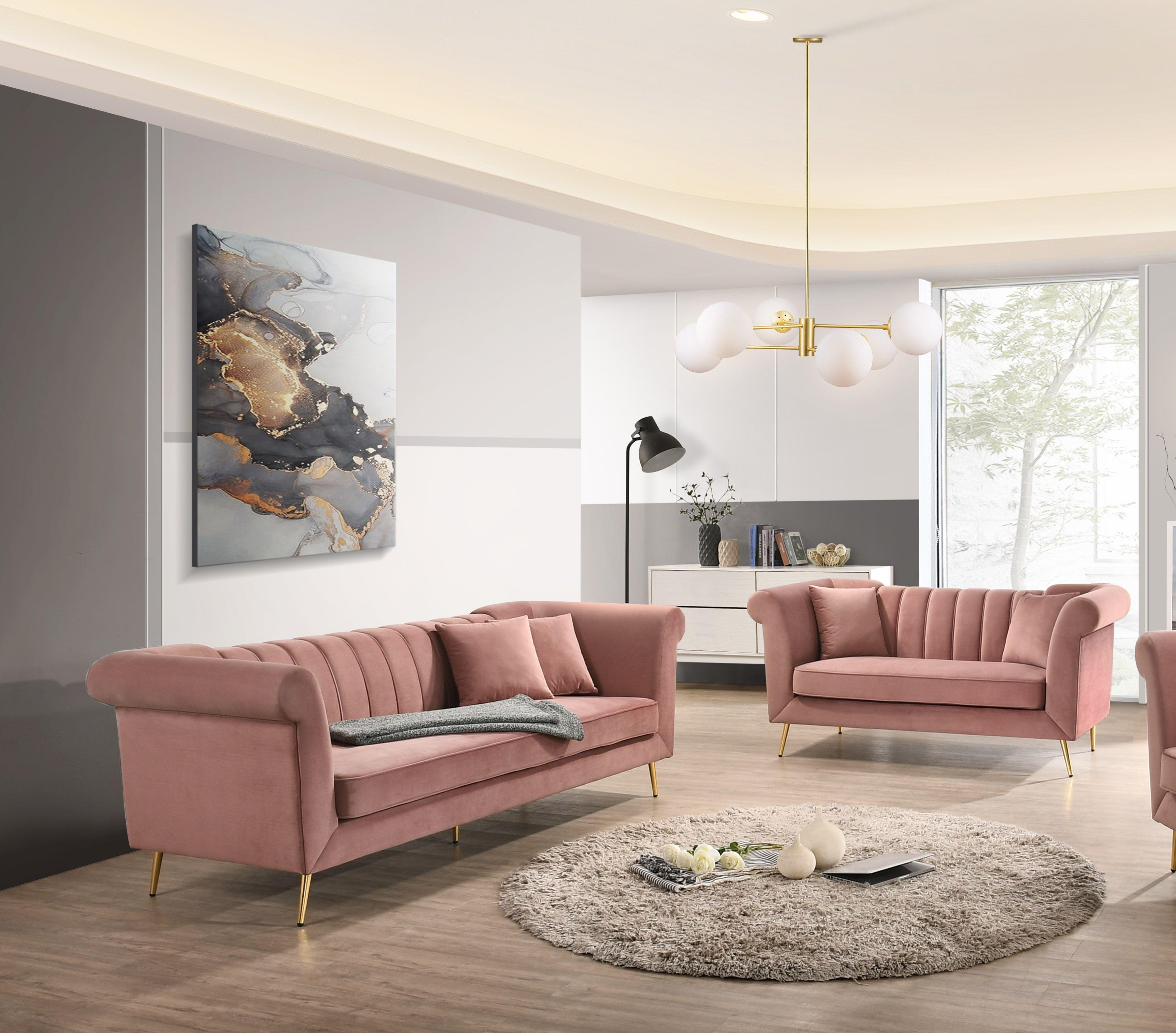 

    
Coral Velvet w/ Gold Finish Sofa Set 2Pcs Transitional Cosmos Furniture Lexington
