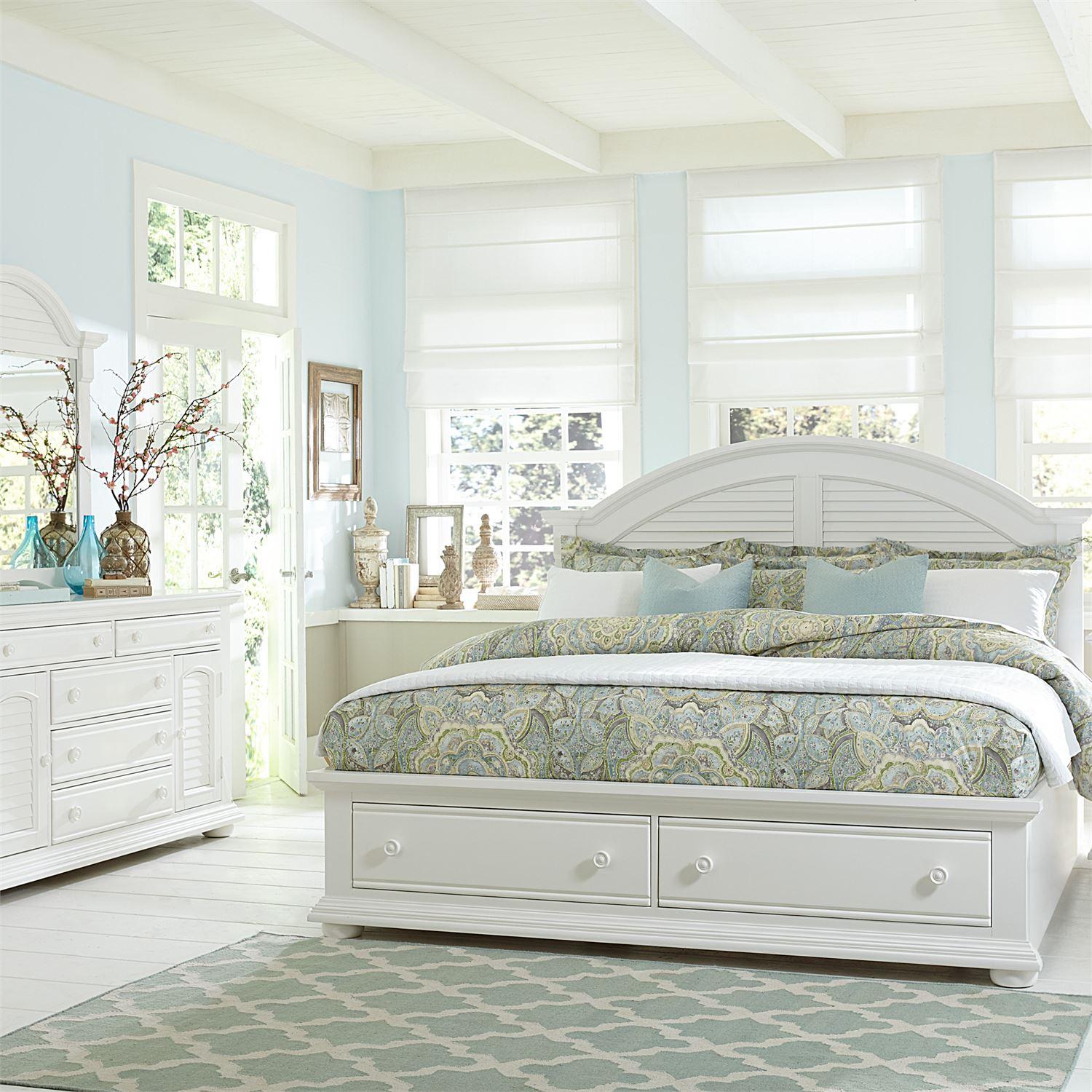 

    
Cottage White King Storage Bed Set 4 w/chest Summer House I Liberty Furniture
