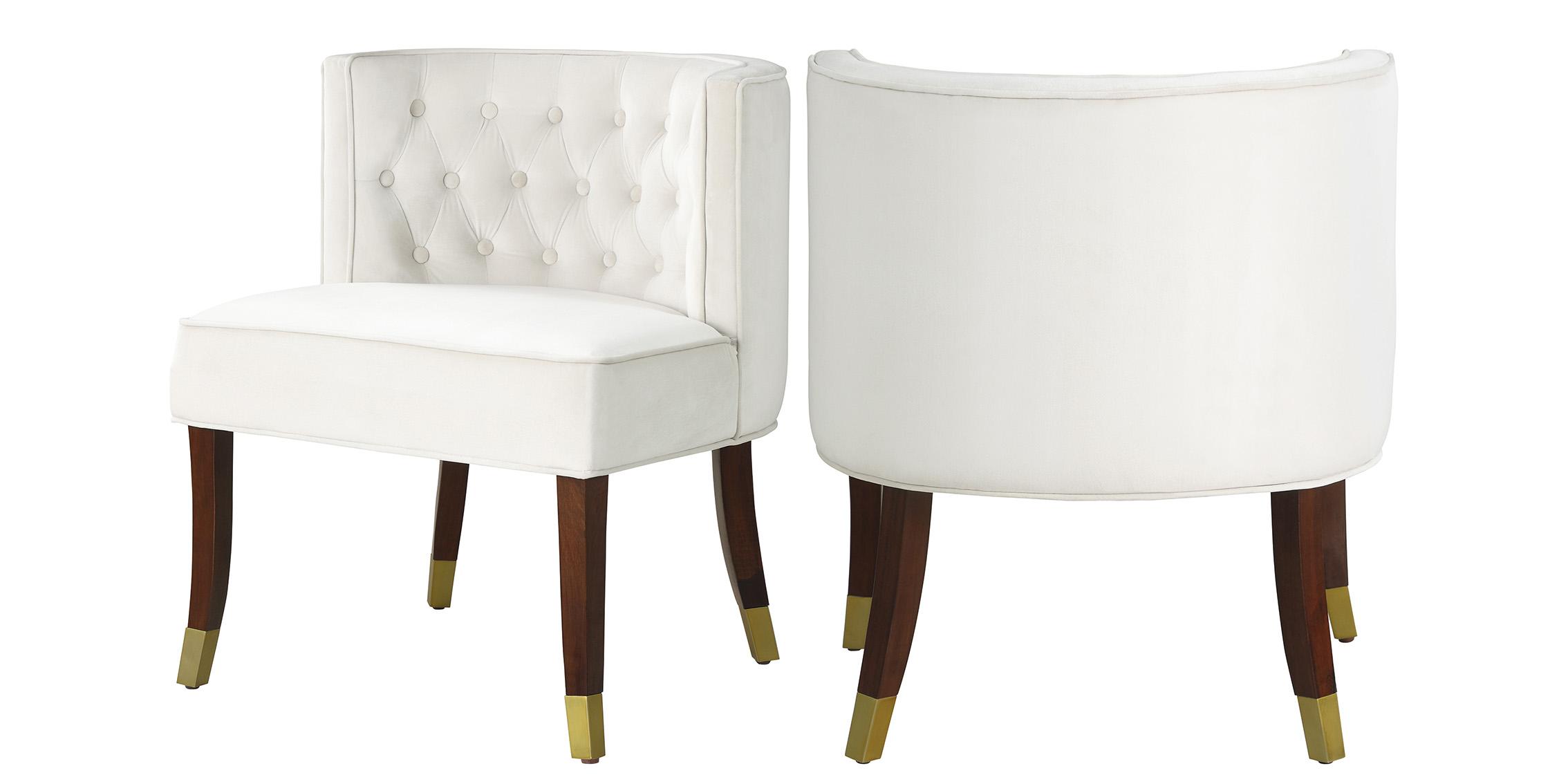 Classic Dining Chair Set PERRY 933Cream-C 933Cream-C-Set-2 in Cream, Espresso Velvet