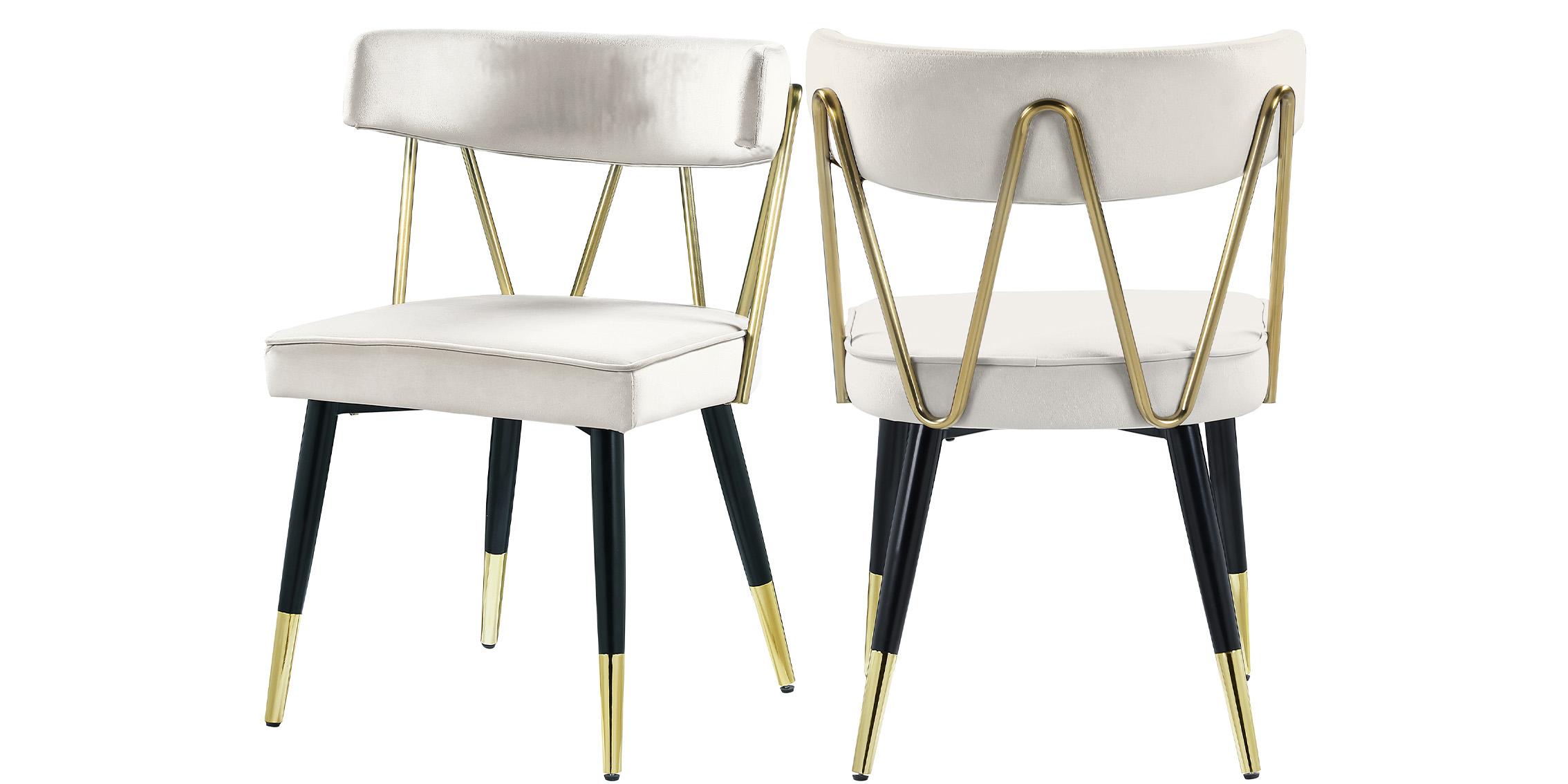 Contemporary Dining Chair Set RHEINGOLD 854Cream-C 854Cream-C in Cream, Gold Velvet