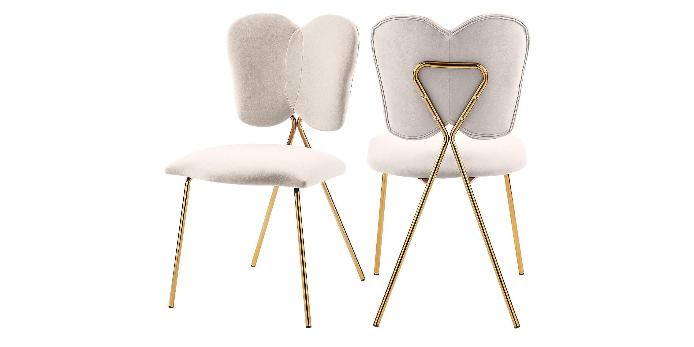 

    
Cream Velvet & Gold Iron Dining Chair Set 2Pcs ANGEL 780Cream-C Meridian Modern
