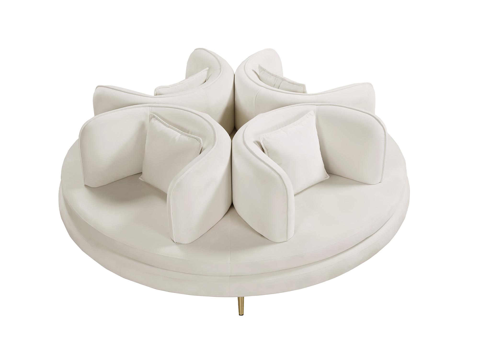 

    
Cream Velvet Roundabout Sofa CIRCLET 627Cream Meridian Contemporary Modern

