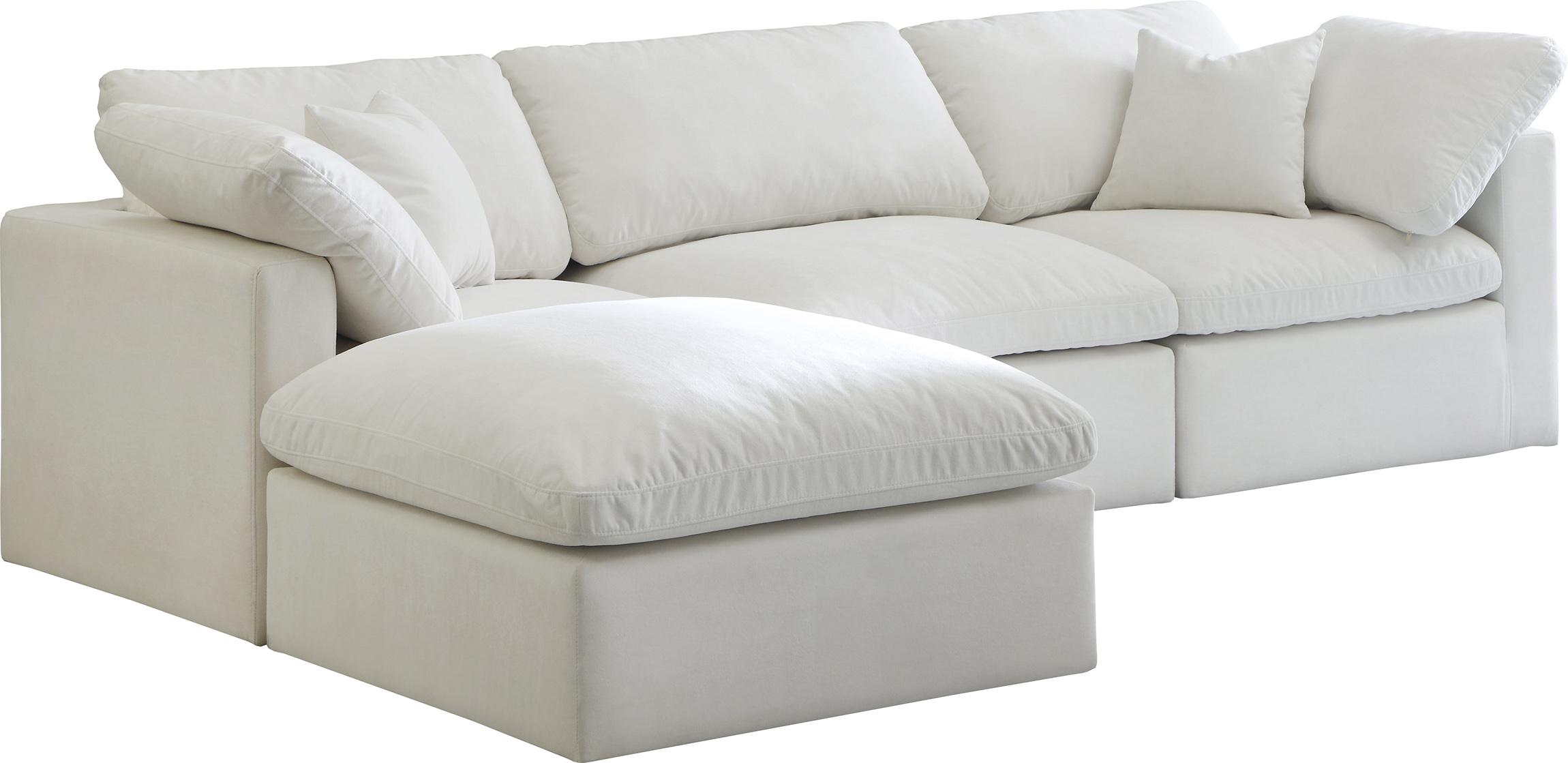 Contemporary, Modern Sectional Sofa 602Cream-Sec4A 602Cream-Sec4A in Cream Fabric