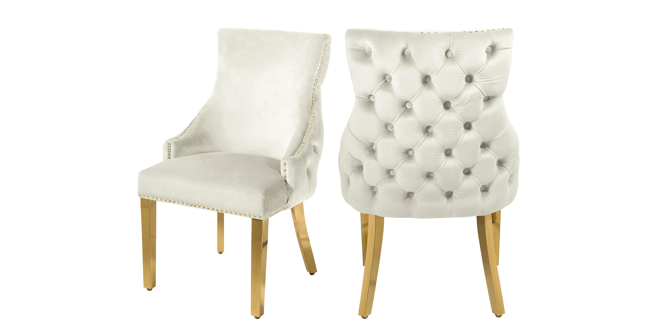 Contemporary, Modern Dining Chair Set TUFT 730Cream-C 730Cream-C in Cream, Gold Velvet