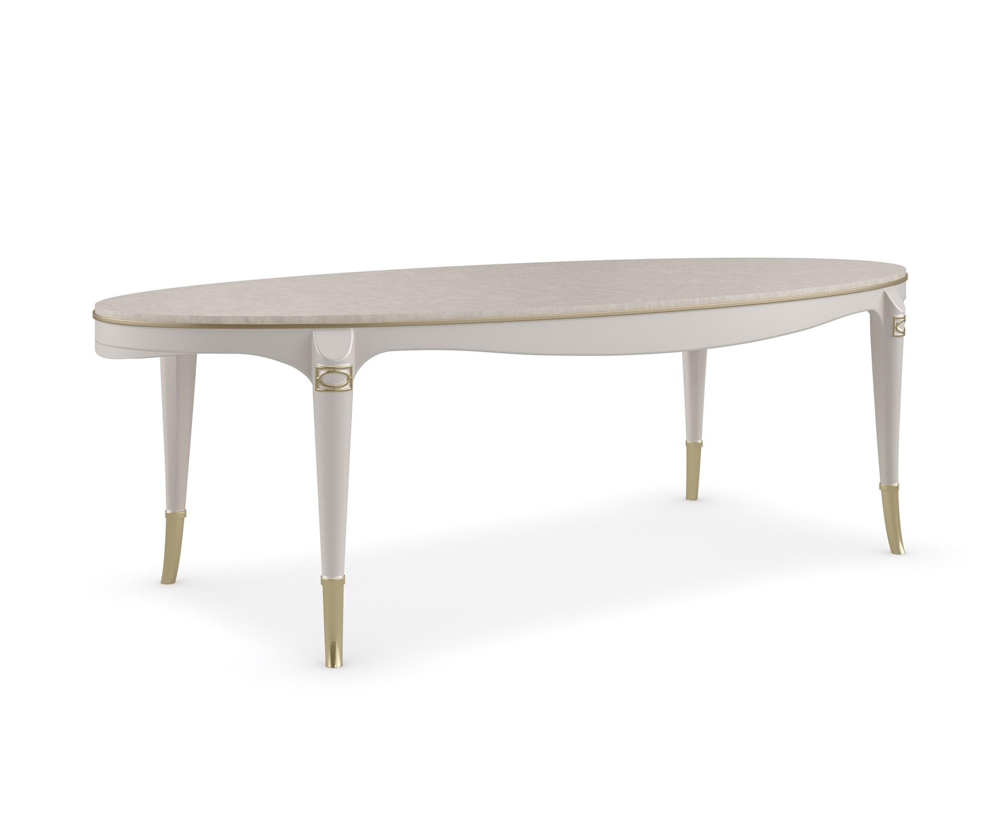 

    
Creamy Wood & Pearlescent Finish Oval Coffee Table MEET YOUR MATCH by Caracole
