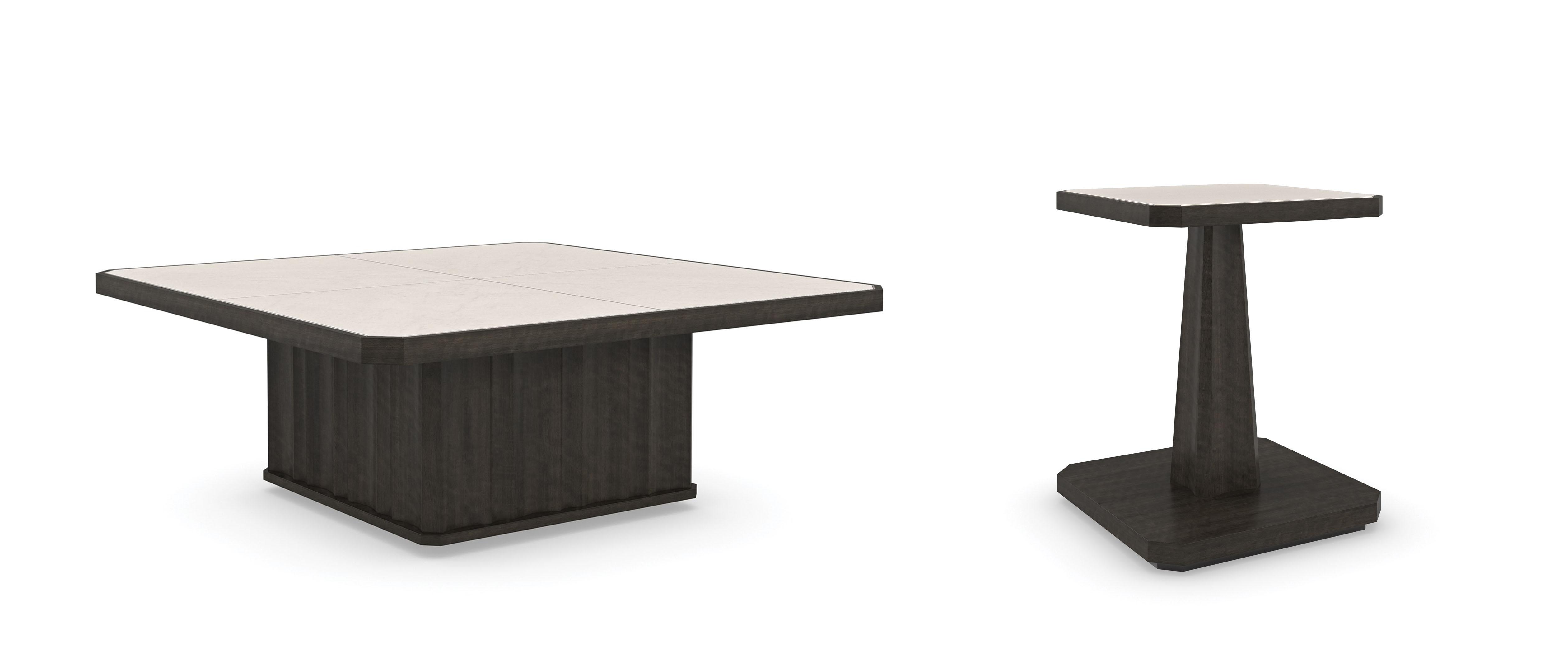Contemporary Coffee Table Set SOLID AS A ROCK / ROCK ON CLA-021-404-Set-2 in Bark, Black 