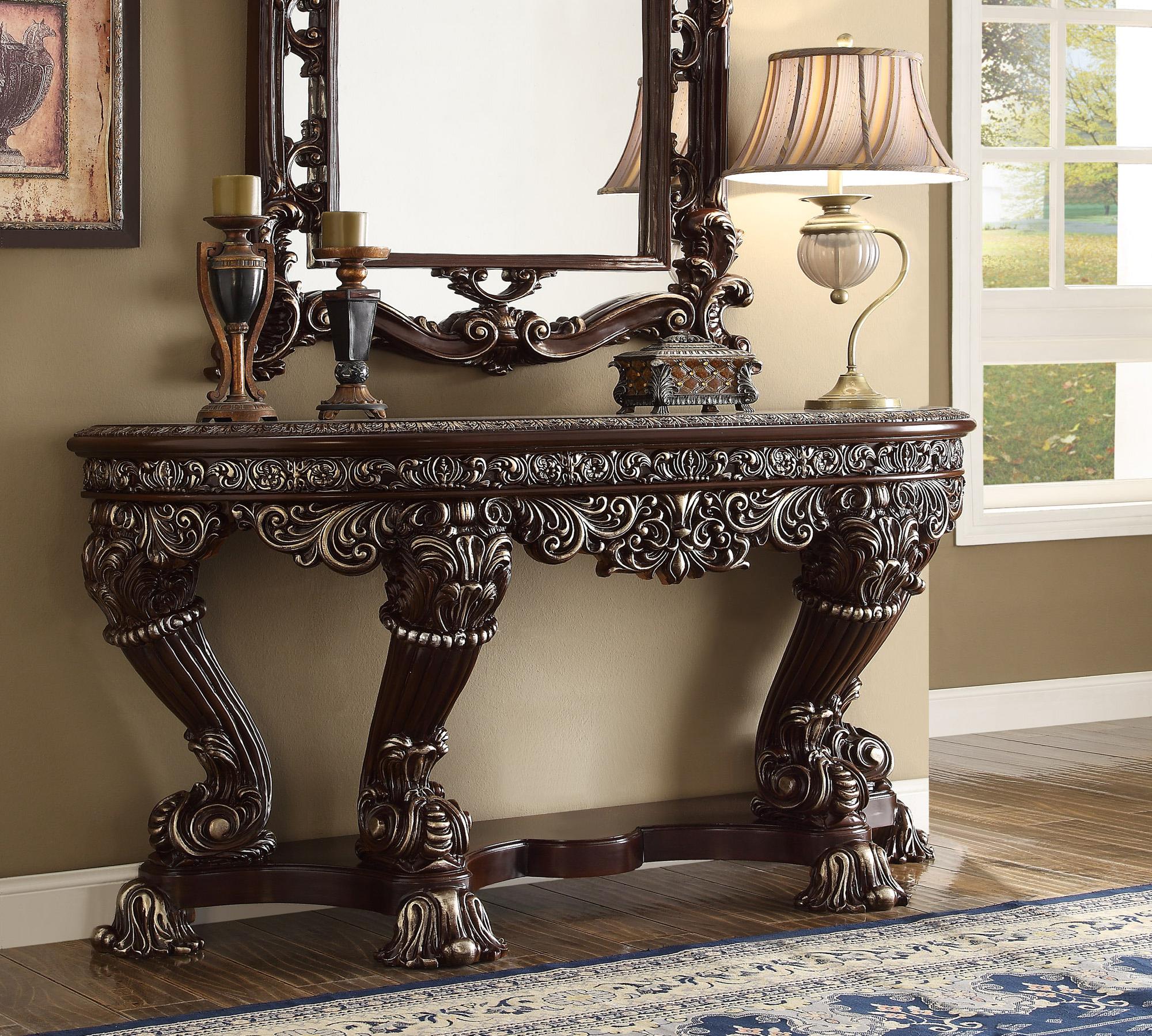 

    
Homey Design Furniture HD-8017 Console Table and Mirror Set Metallic/Antique Silver/Brown HD-CON8017-Set-2
