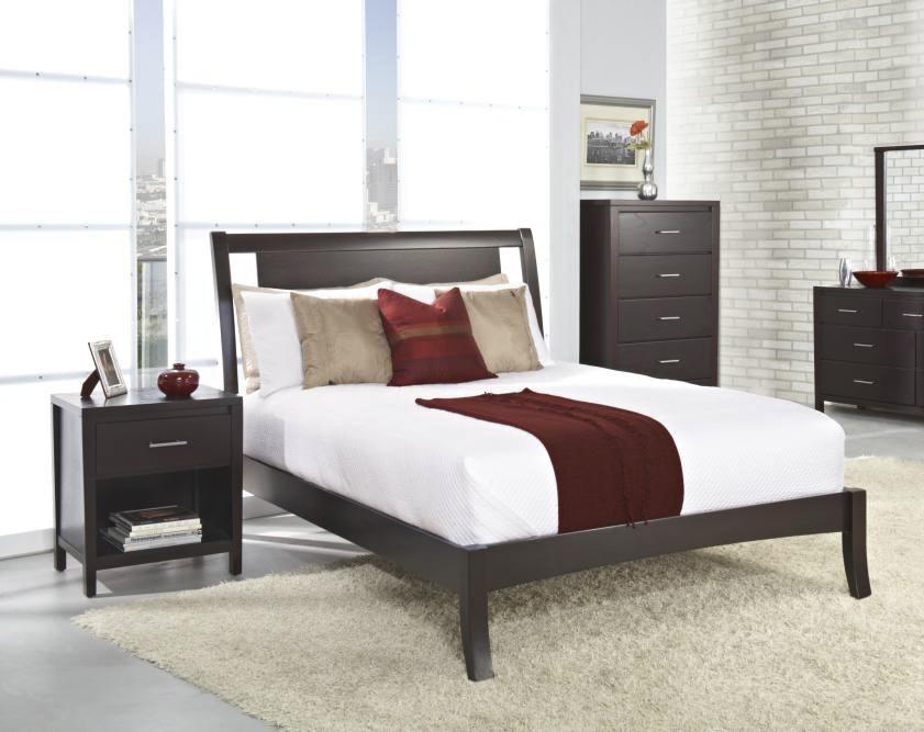 Contemporary Sleigh Bedroom Set NEVIS NV23L5-2N-3PC in Espresso 