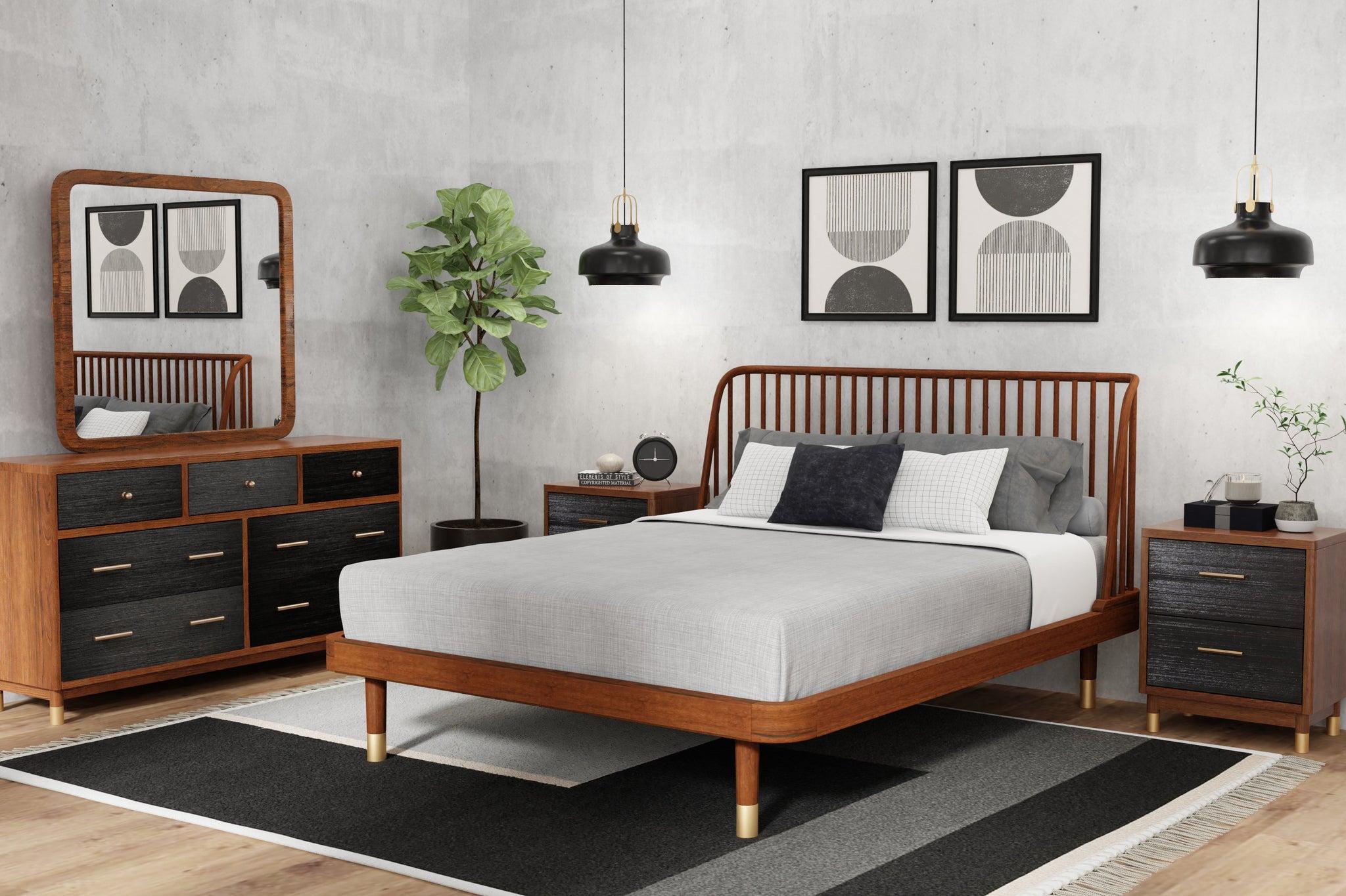 

    
Dark Walnut Full Platform Bedroom Set 5Pcs BELHAM ALPINE Mid Century Modern
