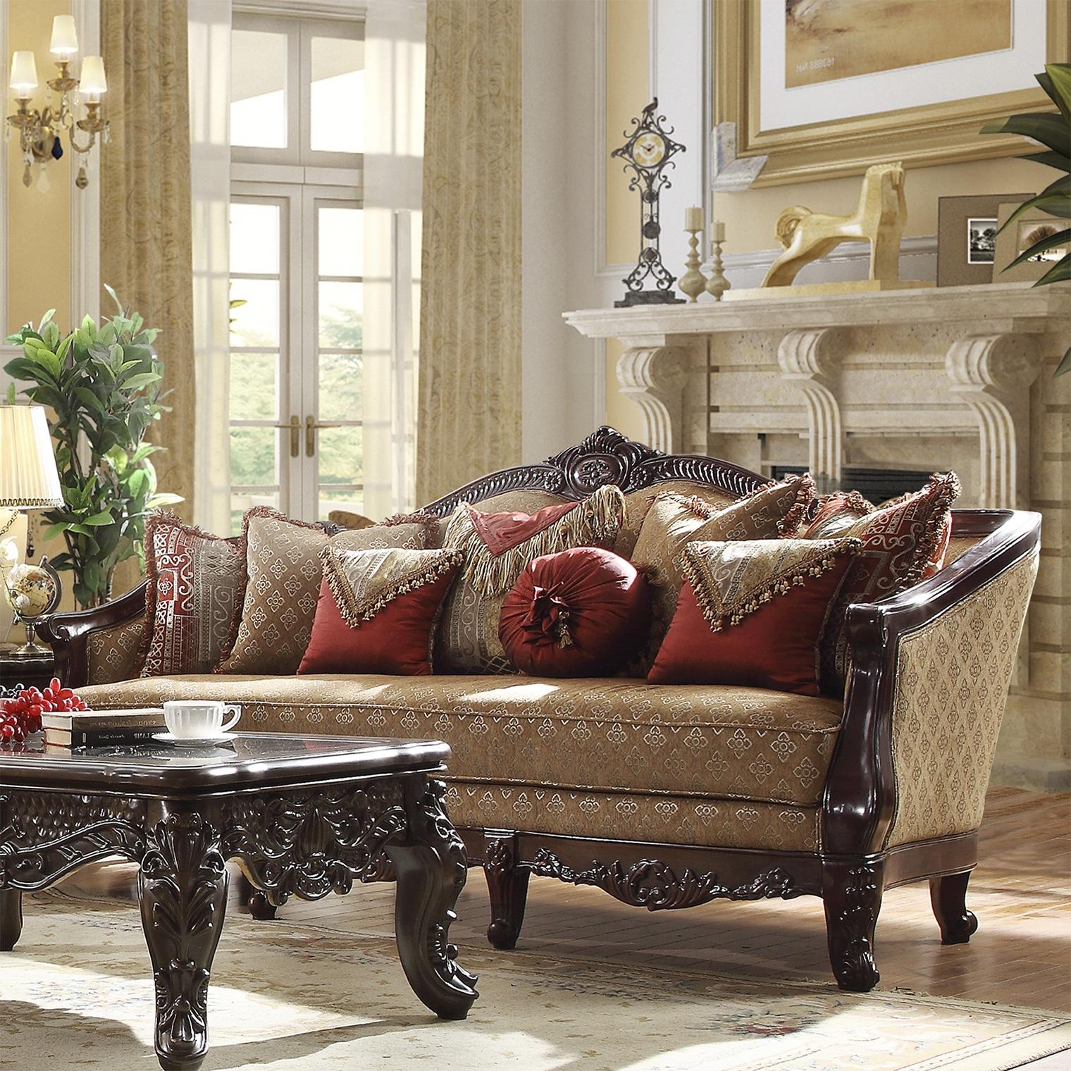 

    
Dark Walnut Sofa Set 2Pcs Carved Wood Traditional Homey Design HD-2655

