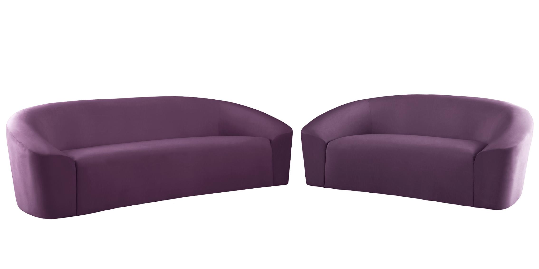 

    
Deep Purple Velvet Sofa Set 2Pcs RILEY 610Purple-S Meridian Modern Contemporary
