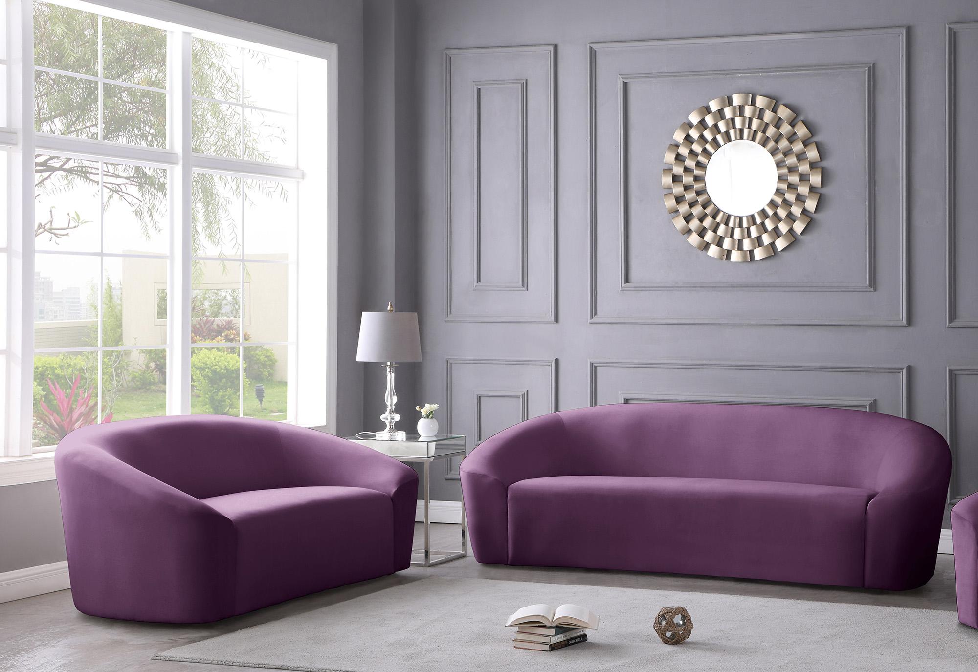 

    
 Order  Deep Purple Velvet Sofa Set 2Pcs RILEY 610Purple-S Meridian Modern Contemporary

