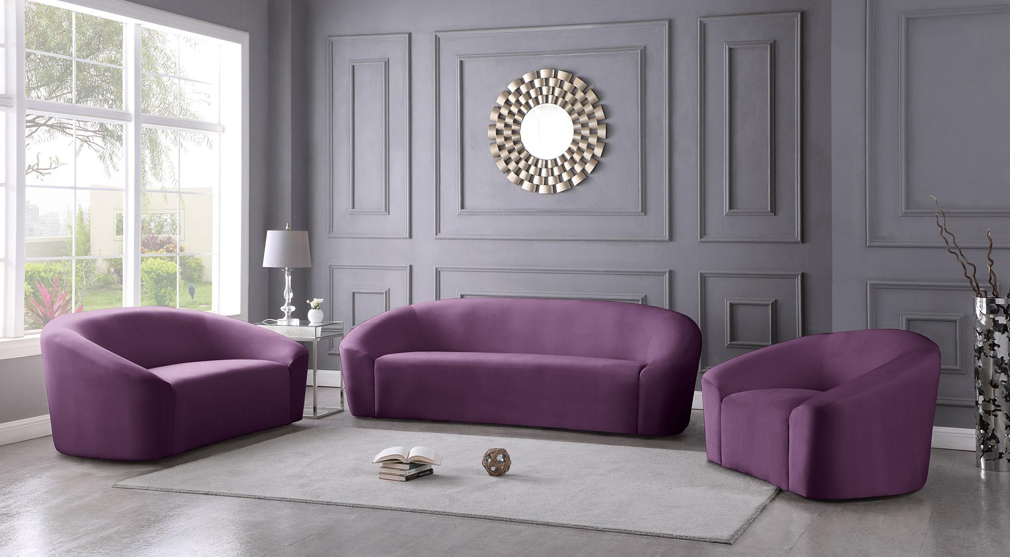 

    
 Photo  Deep Purple Velvet Sofa Set 2Pcs RILEY 610Purple-S Meridian Modern Contemporary
