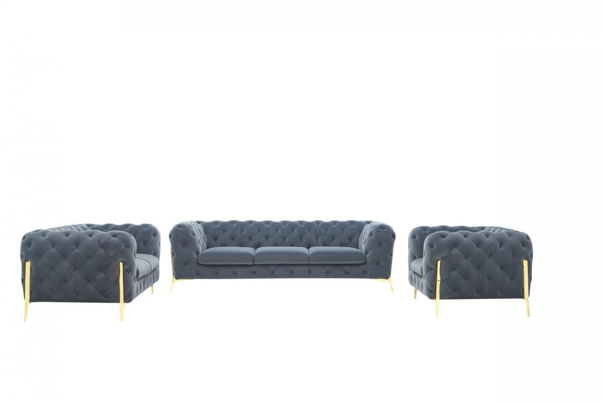 

    
 Shop  Deluxe Dark Grey Velvet Tufted Sofa Set 3 VIG Divani Casa Sheila Contemporary
