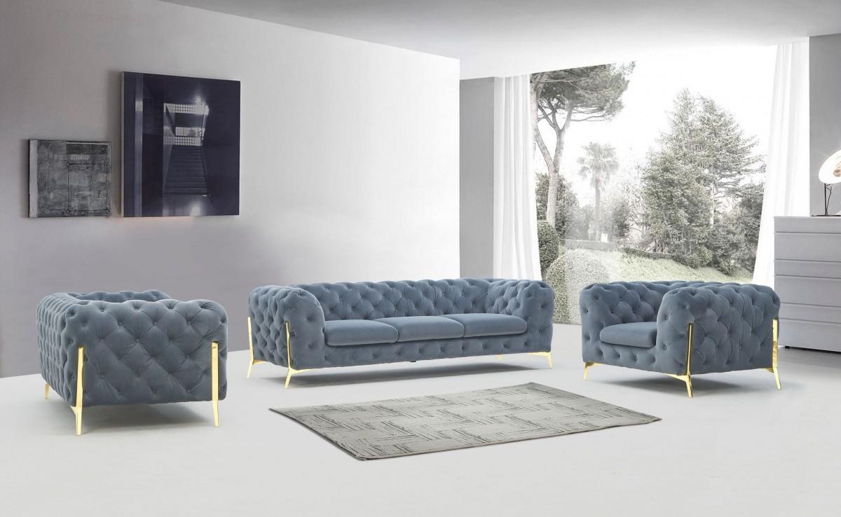 

    
Deluxe Dark Grey Velvet Tufted Sofa Set 3 VIG Divani Casa Sheila Contemporary
