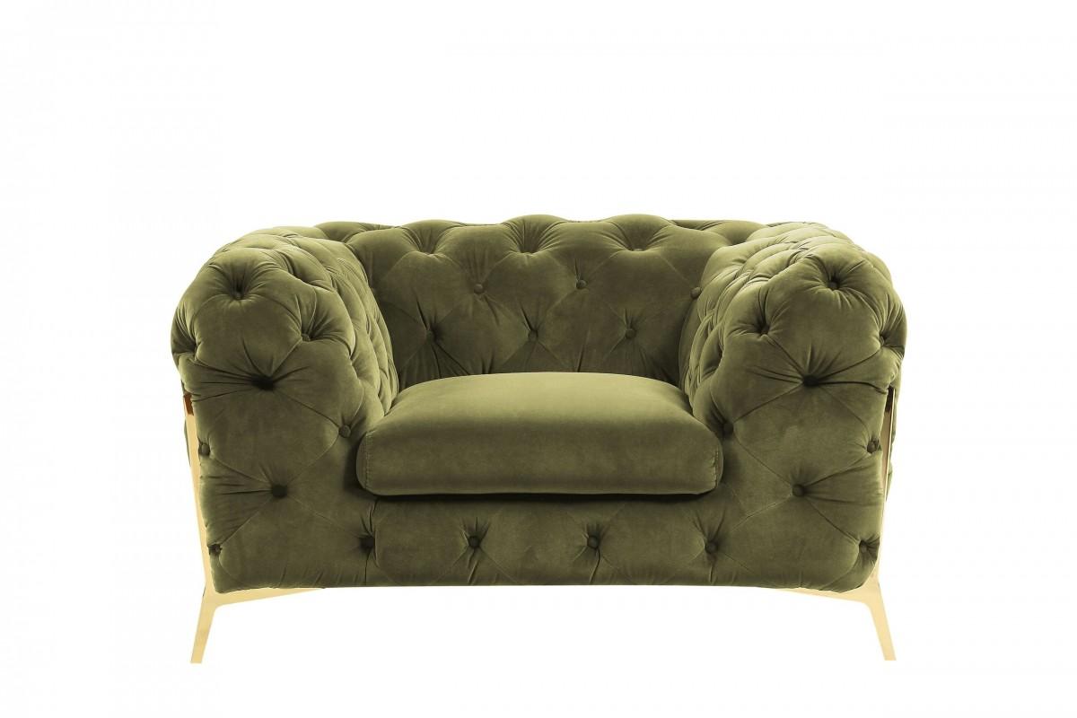 

    
 Shop  Deluxe Green Velvet Tufted Sofa Set 3 VIG Divani Casa Sheila Contemporary Modern

