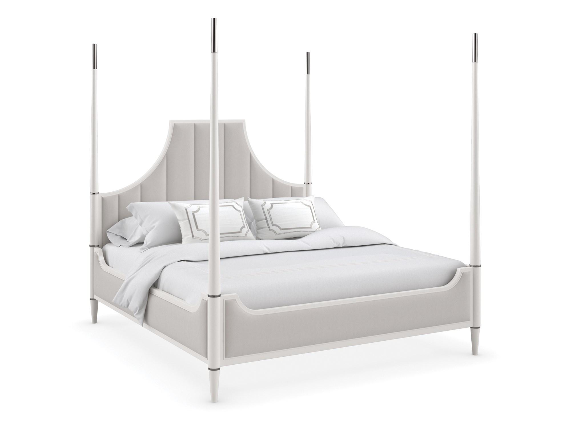 Contemporary Poster Bed TO POST OR NOT TO POST-KING / TO POST OR NOT TO POST BED POST CLA-021-103 CLA-021-123P in Pearl, Gray Fabric