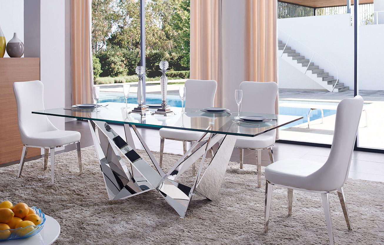 

    
Dining Table Stainless Steel w/Glass Top Modern Made In Italy ESF 2061DT
