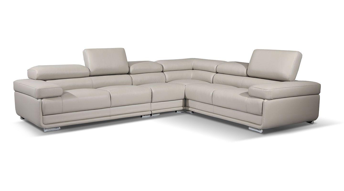 

    
Light Grey Top Grain Leather Sectional Contemporary Modern Right ESF 2119
