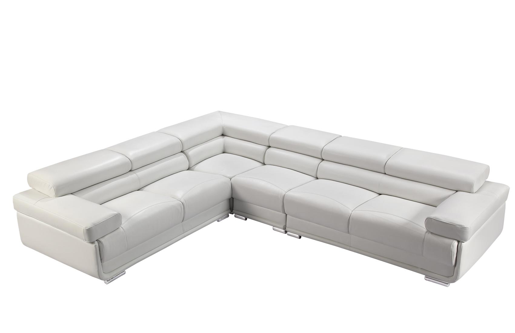 Contemporary, Modern Sectional Sofa 2119 2119SECTIONALWHIITE in White Leather