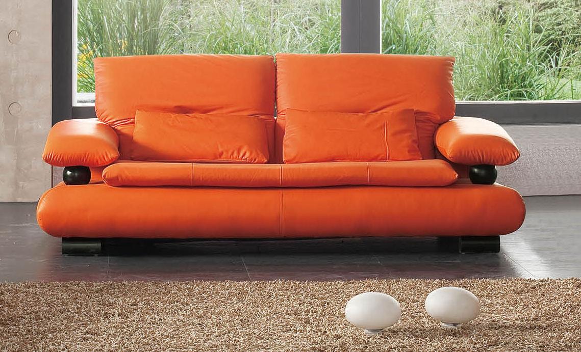 Contemporary Sofa 410 410ORANGE-Sofa in Orange Italian Leather