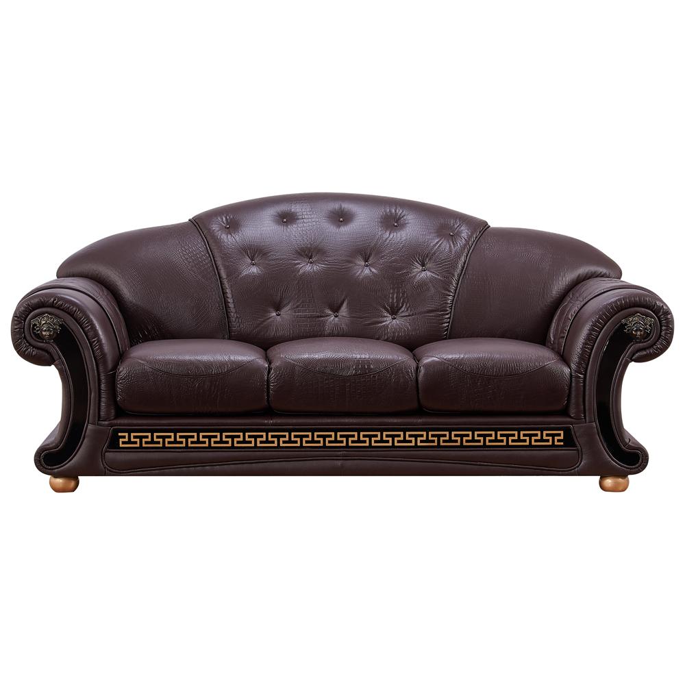 

    
Brown Genuine Leather Sofa Traditional Made in Italy ESF Apolo
