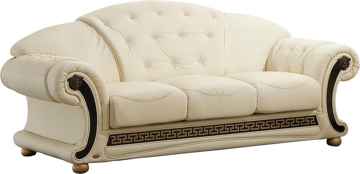 

    
Ivory Genuine Leather Sofa-Bed Traditional Made in Italy ESF Apolo  6445
